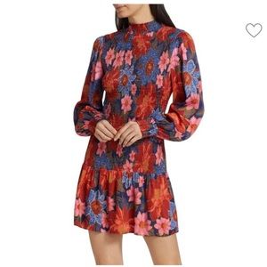 FARM Rio Floral Red and Blue Dress